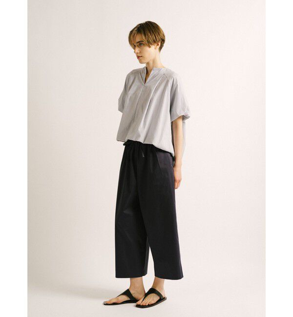 mizuiro ind「mizuiro ind ストライプノーカラーバルーンプルオーバー」|シャツ・ブラウス|