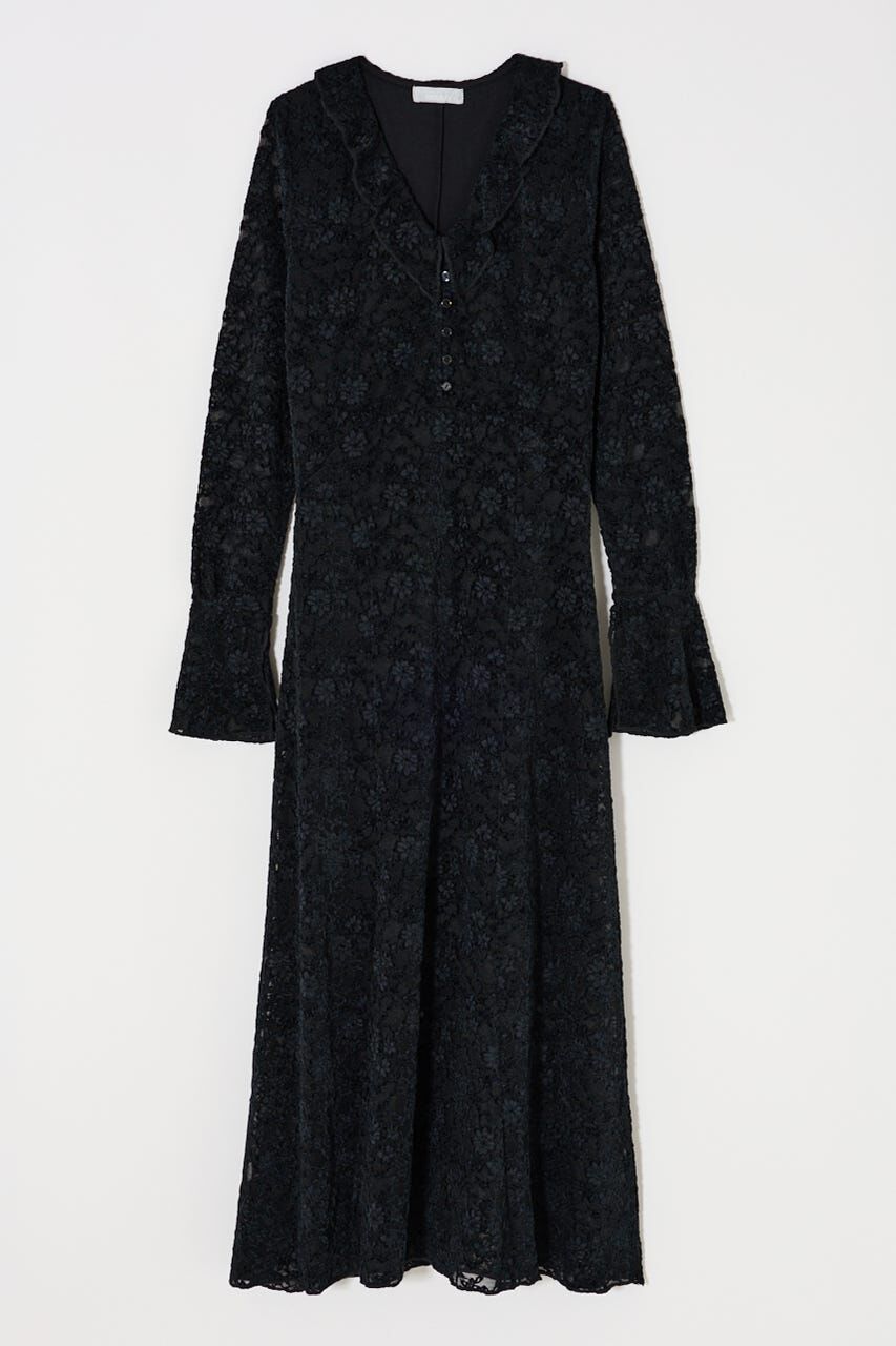 MOUSSY「FLOCKY LACE ドレス」|ワンピース|BLK