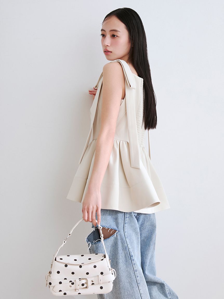 WEB限定】リボンペプラムトップス／ウォッシャブル（FRAY I.D