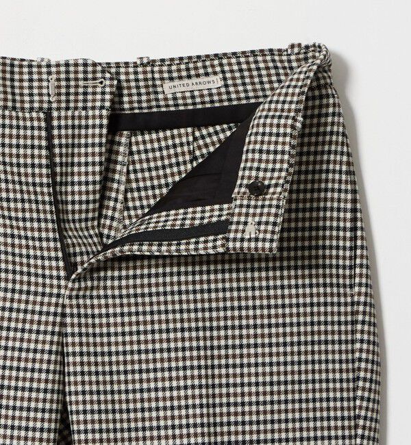 UNITED ARROWS「モダンチェック ノープリーツ ワイドストレート パンツ」|スラックス|
