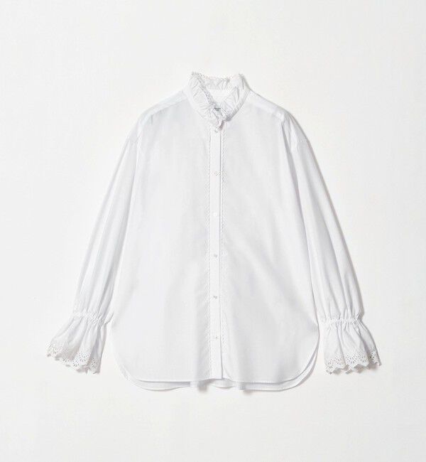 UNITED ARROWS「エンブロイダリー スタンドフリル シャツ」|シャツ・ブラウス|OFF WHITE