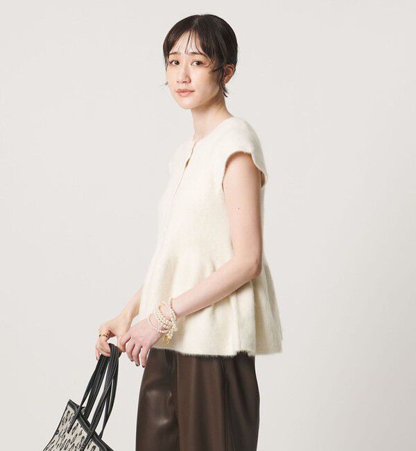UNITED ARROWS「フォックスカシミヤ キャップスリーブ ペプラム ベスト」|ニット・セーター|