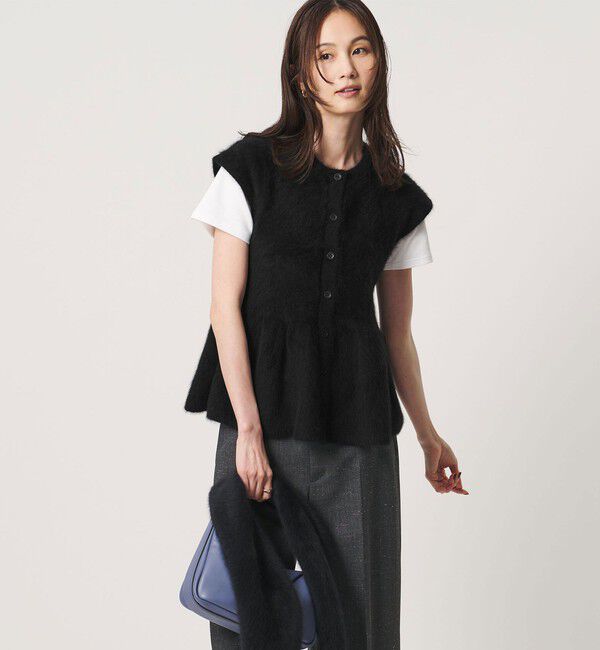 UNITED ARROWS「フォックスカシミヤ キャップスリーブ ペプラム ベスト」|ニット・セーター|