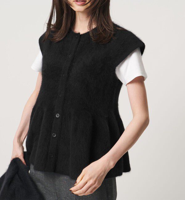 UNITED ARROWS「フォックスカシミヤ キャップスリーブ ペプラム ベスト」|ニット・セーター|