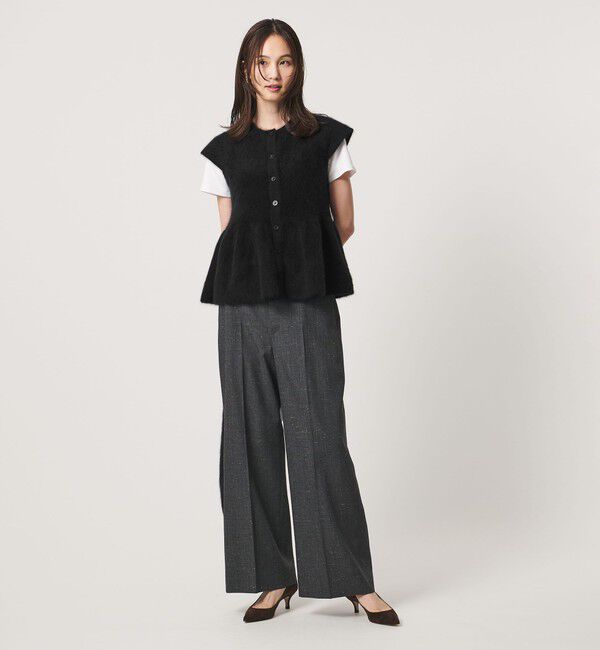 UNITED ARROWS「フォックスカシミヤ キャップスリーブ ペプラム ベスト」|ニット・セーター|
