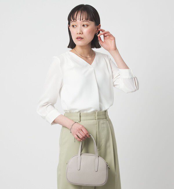 UNITED ARROWS green label relaxing「Vネック 7分袖 ブラウス マシンウォッシャブル」|シャツ・ブラウス|WHITE