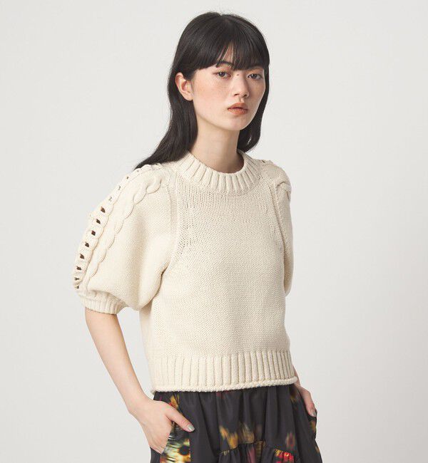 EMMEL REFINES「＜EMMEL REFINES＞EM HW ソデケーブル ショートスリーブ ニット」|ニット・セーター|