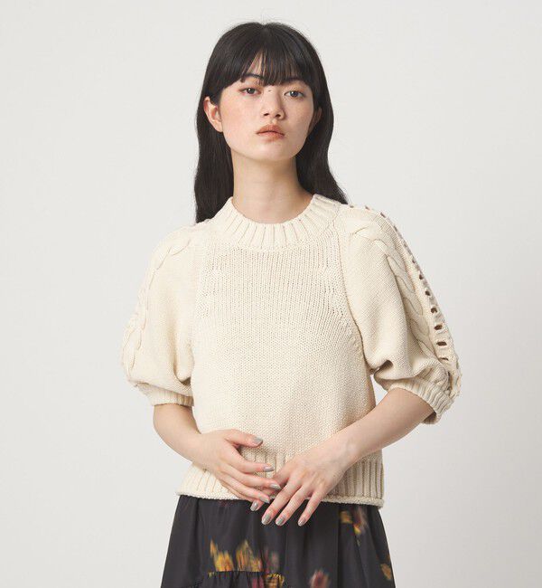 EMMEL REFINES「＜EMMEL REFINES＞EM HW ソデケーブル ショートスリーブ ニット」|ニット・セーター|