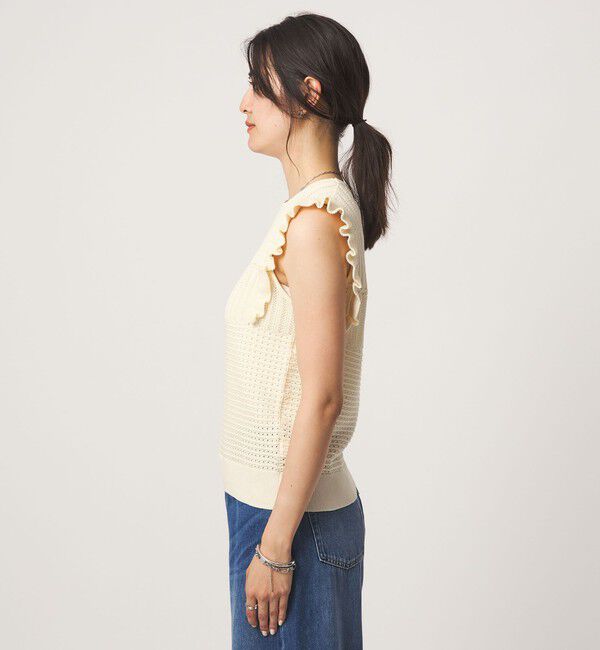 UNITED ARROWS green label relaxing「フリル ノースリーブ ニット」|ニット・セーター|