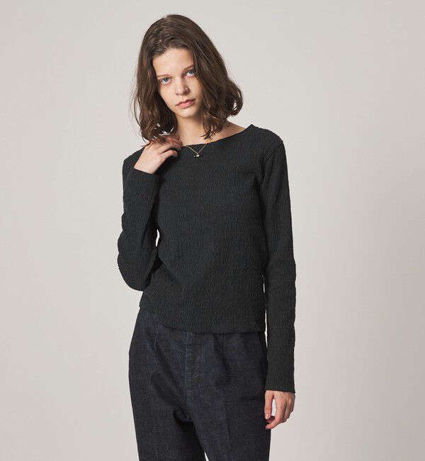 STEVEN ALAN「＜Steven Alan＞シュリンクレース クルーネック プルオーバー」|Tシャツ・カットソー|BLACK