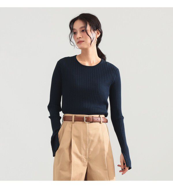 Demi-Luxe BEAMS 「16ゲージ ワイドリブ ニット」|ニット・セーター|NAVY