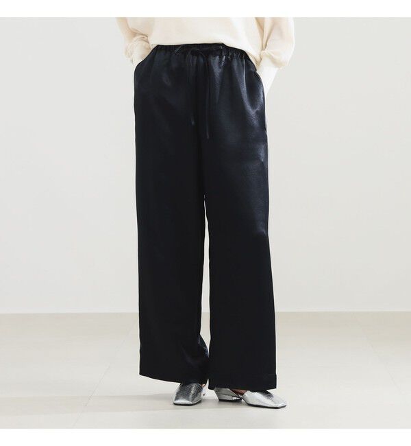Demi-Luxe BEAMS 「アセテート バックサテン パンツ」|チノ|NAVY