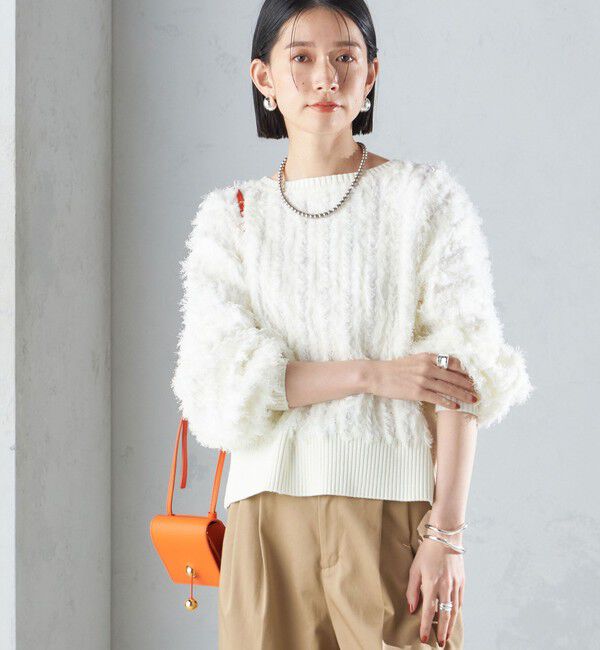 SHIPS for women「〈手洗い可能〉前後 2WAY ドルマン フリンジ プルオーバー 24SS ◇」|ニット・セーター|オフホワイト