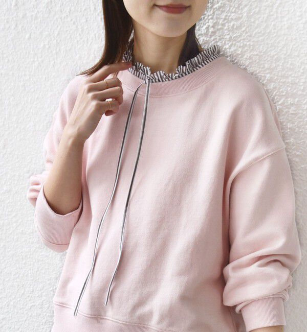 SHIPS for women「《一部追加予約》【WEB限定】〈手洗い可能〉ブラウス コンビ スウェット プルオーバー」|スウェット・ジャージ|