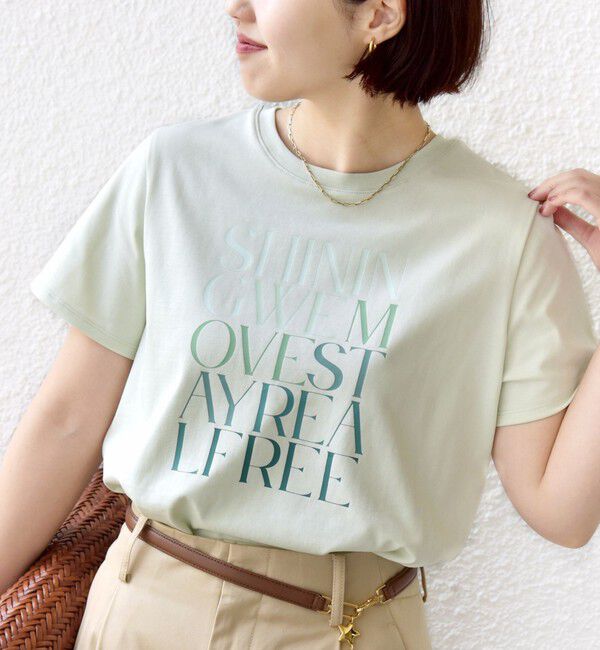 SHIPS for women「【WEB限定】オーガニック コットン コンパクト プリント TEE」|Tシャツ・カットソー|ライトグリーン