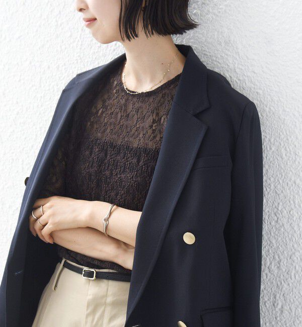 SHIPS for women「〈手洗い可能〉ストレッチ フラワー レース TEE」|Tシャツ・カットソー|