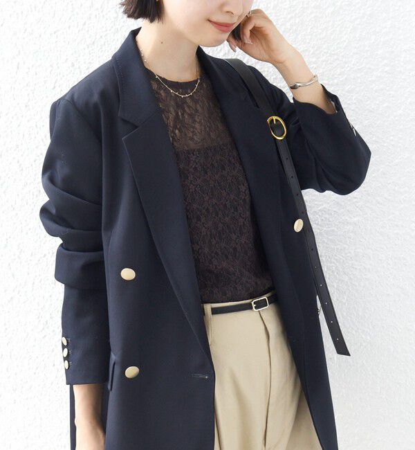 SHIPS for women「〈手洗い可能〉ストレッチ フラワー レース TEE」|Tシャツ・カットソー|