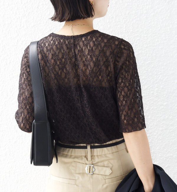 SHIPS for women「〈手洗い可能〉ストレッチ フラワー レース TEE」|Tシャツ・カットソー|