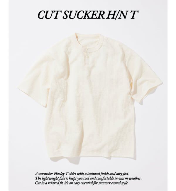 JOURNAL STANDARD「カット サッカー ヘンリーネック Tシャツ」|Tシャツ・カットソー|ホワイト