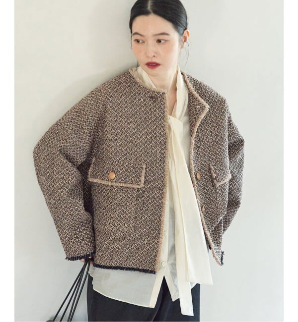 journal standard L'essage「《予約》GIOLICA ツイード D/Sジャケット」|ノーカラージャケット|ベージュ B
