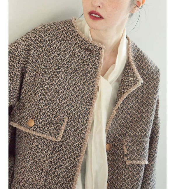 journal standard L'essage「《予約》GIOLICA ツイード D/Sジャケット」|ノーカラージャケット|