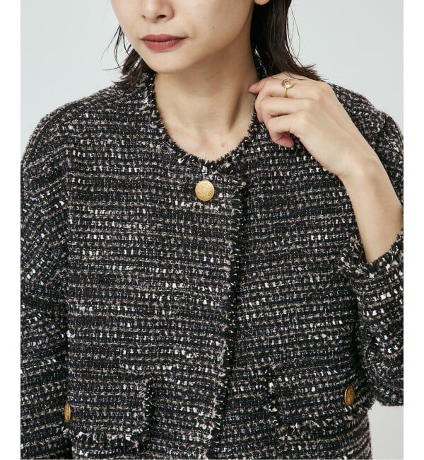 journal standard L'essage「《追加予約》【一部店舗＆WEB限定】GIOLICAツイードドルマンスリーブジャケット」|ノーカラージャケット|