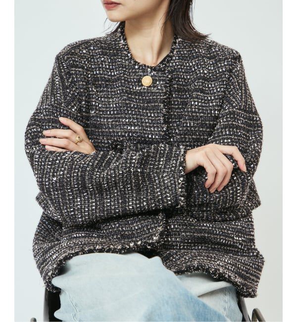 journal standard L'essage「《追加予約》【一部店舗＆WEB限定】GIOLICAツイードドルマンスリーブジャケット」|ノーカラージャケット|