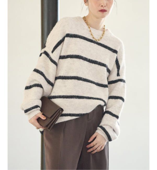 journal standard L'essage「《一部WEB限定カラー/予約》2WAYウールシャギーMIXボーダープルオーバー」|ニット・セーター|