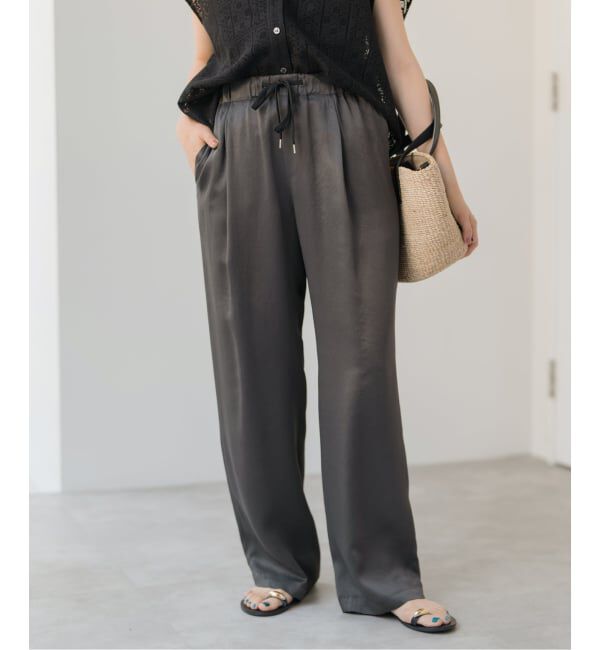 Spick and Span「《WEB限定 / 追加》ワッシャーサテンイージーパンツ」|その他|グレー