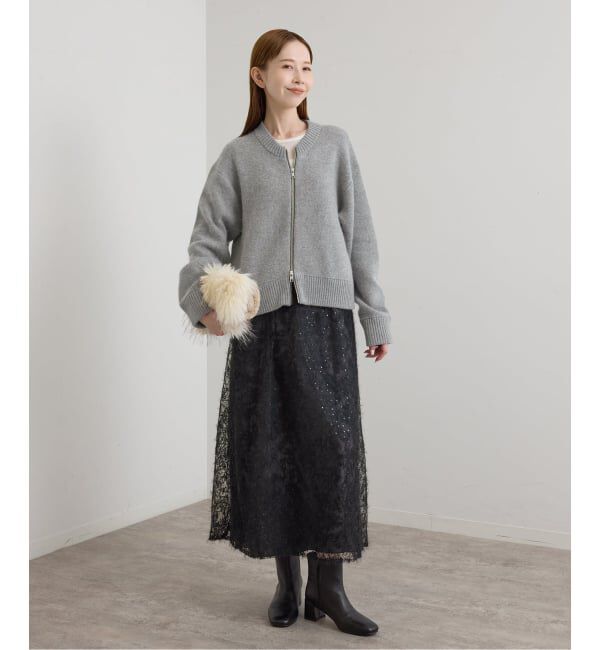 U by SPICK&SPAN「《予約》アンゴラミックスジップニットカーデ」|カーディガン|