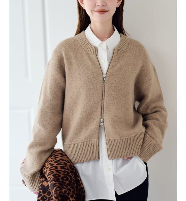 U by SPICK&SPAN「《予約》アンゴラミックスジップニットカーデ」|カーディガン|