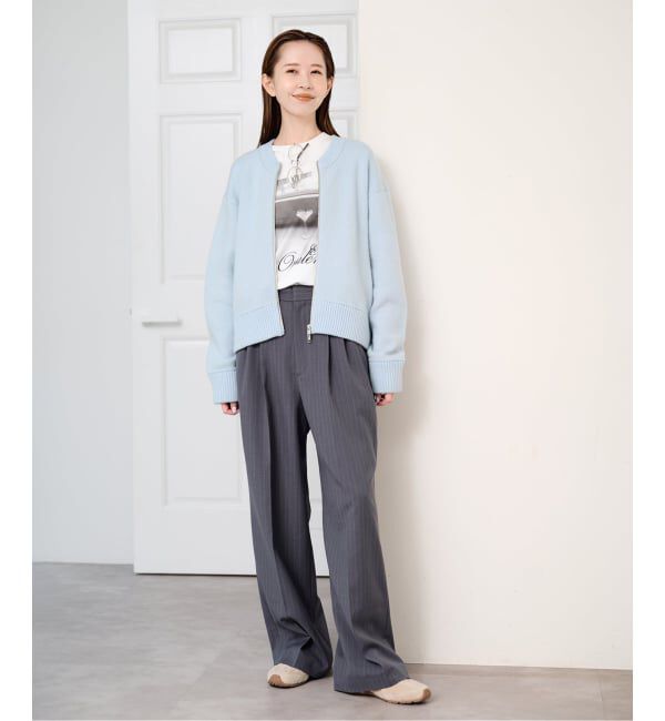 U by SPICK&SPAN「《予約》アンゴラミックスジップニットカーデ」|カーディガン|