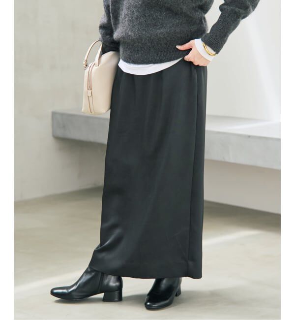 Spick and Span「《予約》裏微起毛サテンイージーIラインスカート」|スカート|