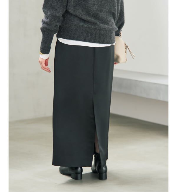 Spick and Span「《予約》裏微起毛サテンイージーIラインスカート」|スカート|