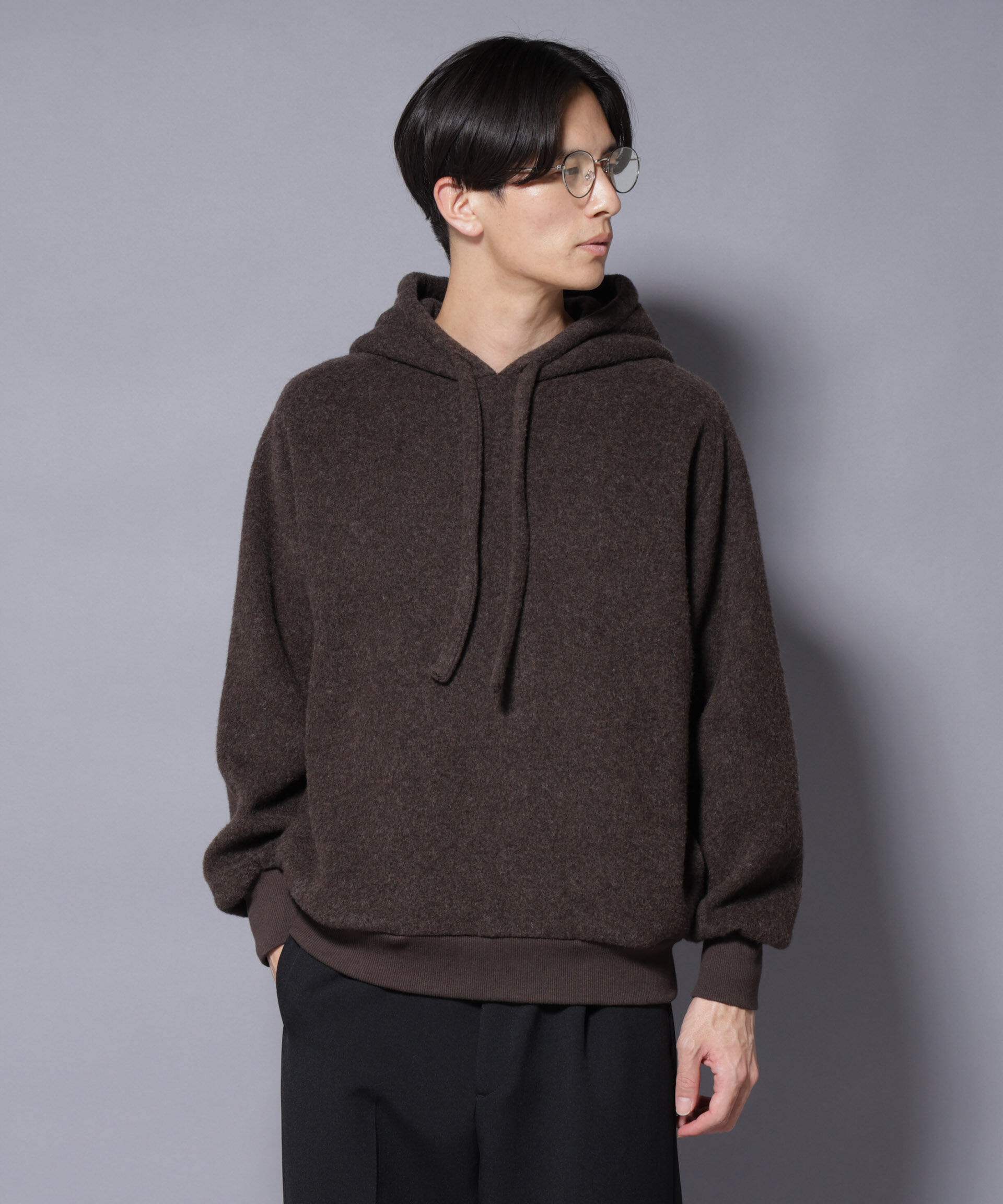 NANO universe「MIYATA&times;NANO JAPANMADE ウール/コットン パーカー」|Tシャツ・カットソー|ブラウン
