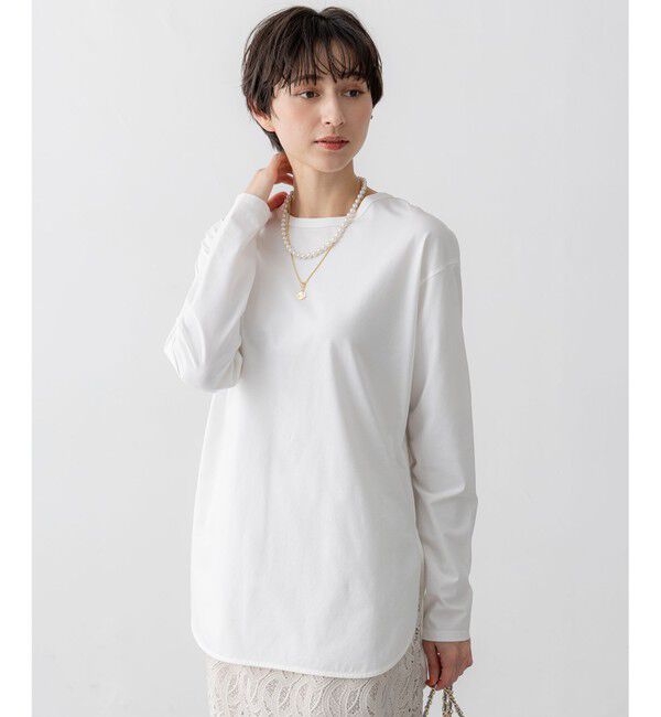 23区「【大好評素材/洗える】コットンベアジャージー ロング Tシャツ」|Tシャツ・カットソー|ホワイト系