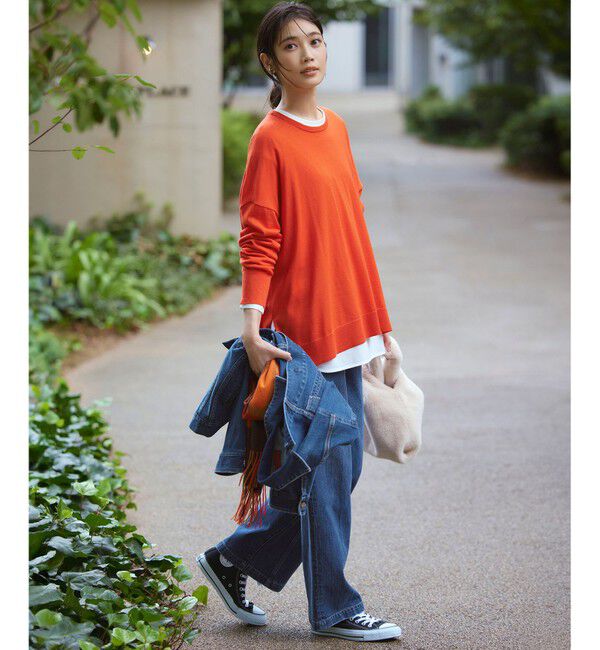 23区「【大好評素材/洗える】コットンベアジャージー ロング Tシャツ」|Tシャツ・カットソー|
