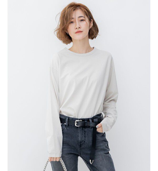 23区「【大好評素材/洗える】コットンベアジャージー ロング Tシャツ」|Tシャツ・カットソー|アイボリー系