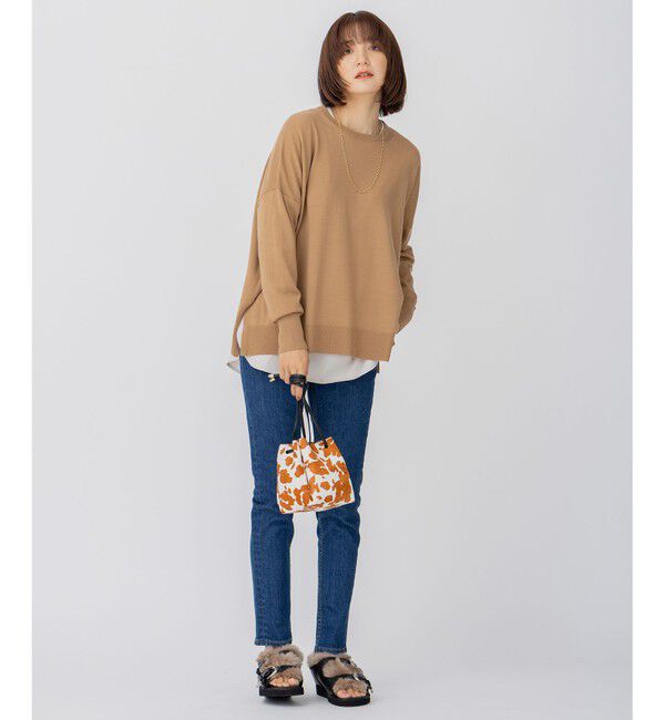 23区「【大好評素材/洗える】コットンベアジャージー ロング Tシャツ」|Tシャツ・カットソー|