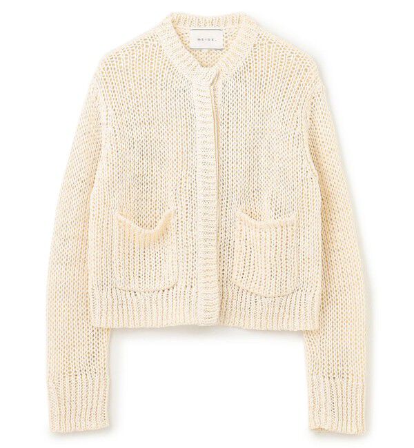 BEIGE,「【洗える】THYME / クルーネックコットンメッシュカーディガン」|カーディガン|