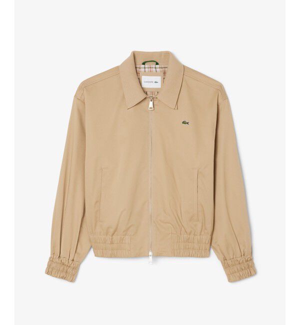 LACOSTE「クロップド丈 レイヤードニットカラージップアップジャケット」|ブルゾン・スタジャン|