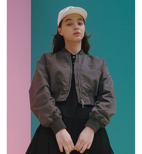 LACOSTE「クロップド丈 ショートMA-1ジャケット」|ブルゾン・スタジャン|