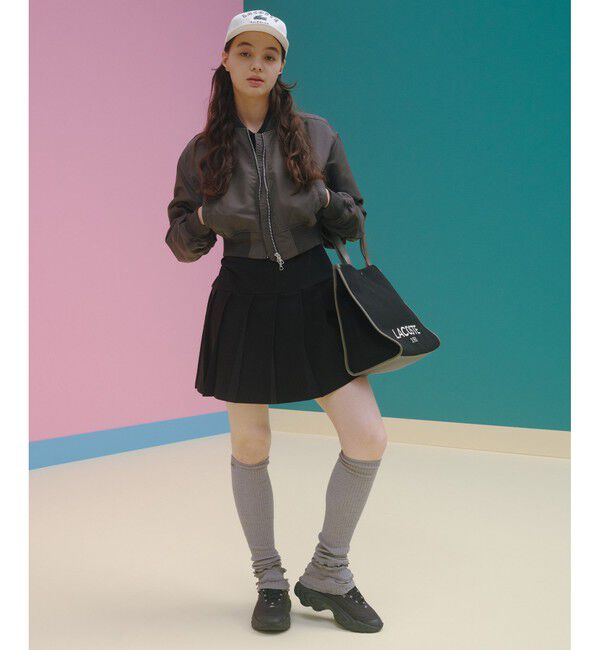 LACOSTE「クロップド丈 ショートMA-1ジャケット」|ブルゾン・スタジャン|