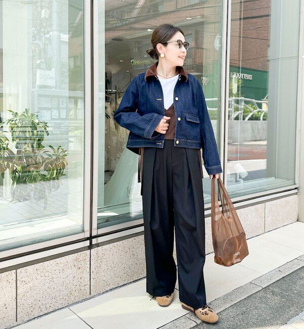 Rie Miller「【RM denim】コーデュロイ襟2WAYフレアショート丈Gジャン」|デニムジャケット|