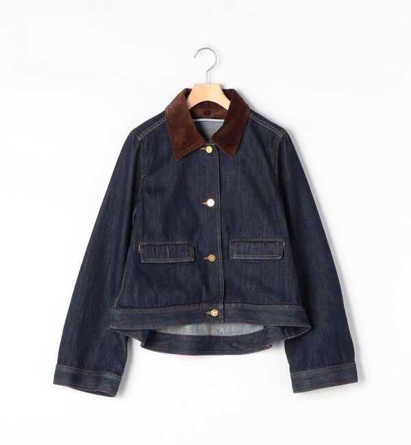 Rie Miller「【RM denim】コーデュロイ襟2WAYフレアショート丈Gジャン」|デニムジャケット|