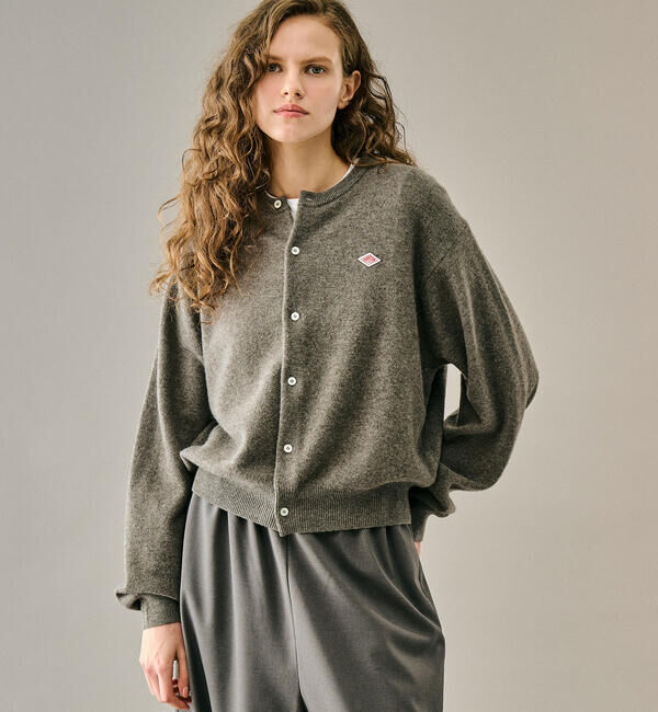 DANTON「DANTON | ラムウール クルーネックカーディガン WOMEN」|ニット・セーター|TAUPE