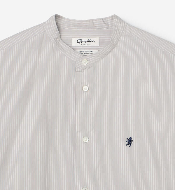 GYMPHLEX「Gymphlex | コットンポプリン 長袖バンドカラーシャツ STRIPE MEN」|シャツ・ブラウス|