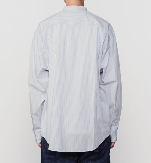 GYMPHLEX「Gymphlex | コットンポプリン 長袖バンドカラーシャツ STRIPE MEN」|シャツ・ブラウス|