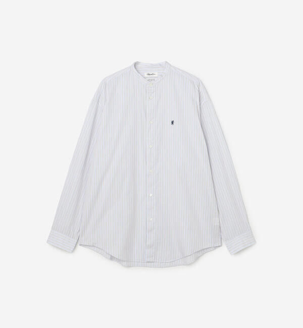 GYMPHLEX「Gymphlex | コットンポプリン 長袖バンドカラーシャツ STRIPE MEN」|シャツ・ブラウス|