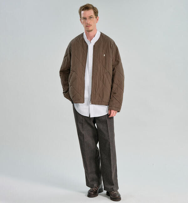 GYMPHLEX「Gymphlex | コットンポプリン 長袖バンドカラーシャツ STRIPE MEN」|シャツ・ブラウス|